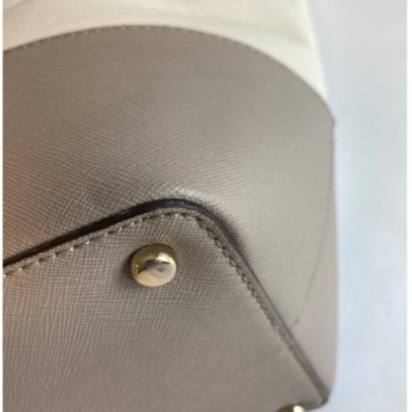 Kate Spade Ivory Beige Crossgrain Leather Handbag Shoulder Bag. - Picture 9 of 12